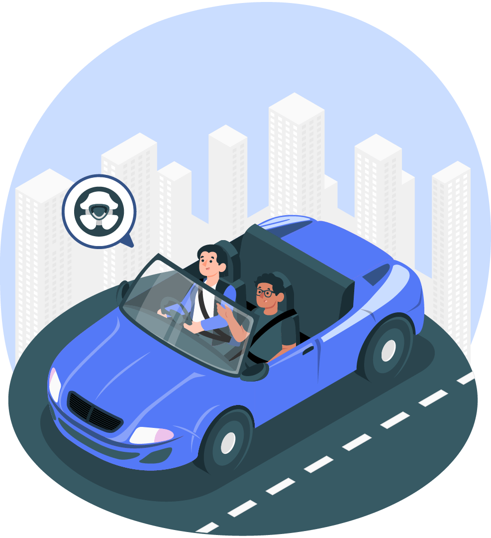 Two People Driving A Car